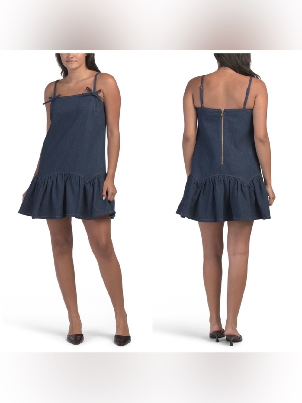Avec Les‎ Filles Navy Tie-Shoulder Ruffle-Hem Mini Dress